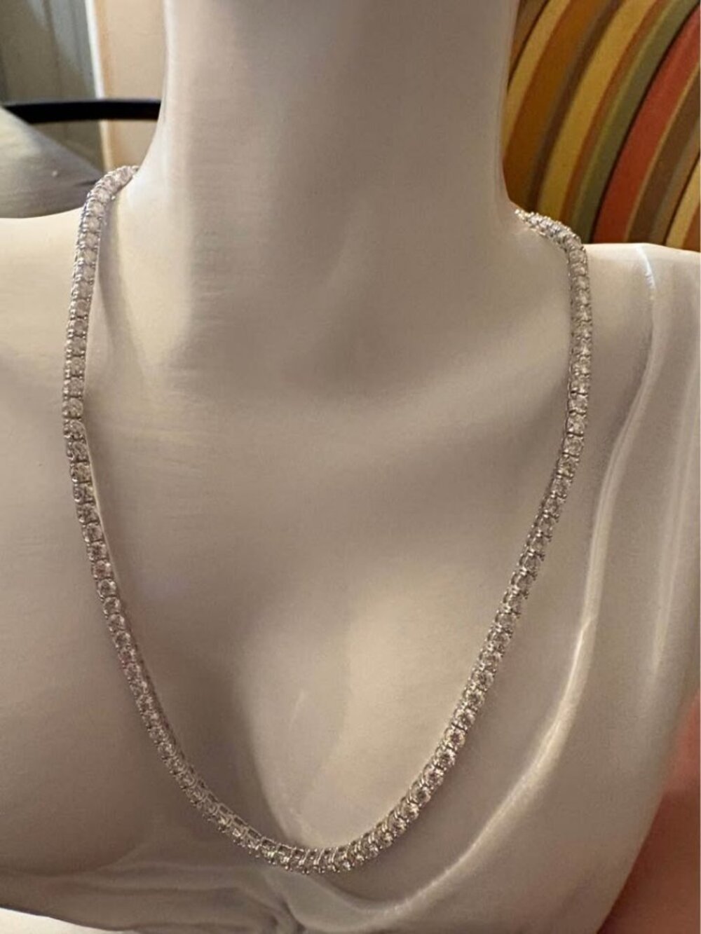 925 Silver Moissanite Tennis Necklace 16 inches